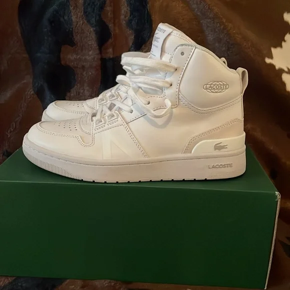 “Lacoste” White Mid Leather Sneakers! - Picture 3 of 9
